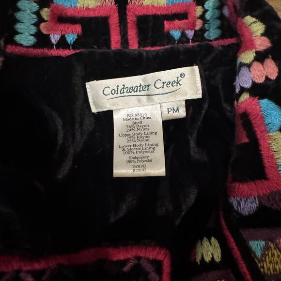VTG Coldwater Creek Velvet Embroidered Southwestern Aztec Coat Jacket Women's PM - Picture 6 of 7
